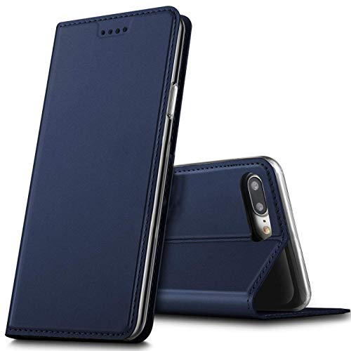 Verco Handyhülle für iPhone 8 Plus, Premium Handy Flip Cover für Apple iPhone 7/8 Plus Hülle [integr. Magnet] Book Case PU Leder Tasche (5,5 Zoll), Blau