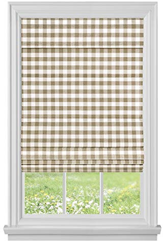 Achim Home Furnishings, RSBC36TP04 Lampenschirm für Fenster, kabellos, kariert, 91,4 x 162,6 cm, Taupe