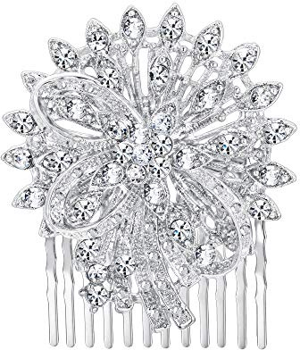 EVER FAITH® CZ österreichischen Kristall kunstvolles Vintage Style Muster Hochzeit Haarkamm Haarschmuck (Stil 9)