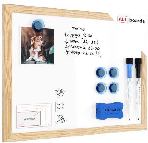 ALLboards Magnetisches Whiteboard mit Naturholzrahmen 30x40cm