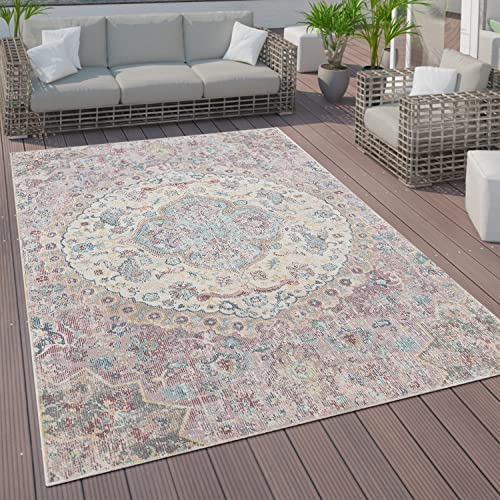 Paco Home In- & Outdoor-Teppich Für Balkon Terrasse, Kurzflor Mit Orient-Muster In Rosa, Grösse:160x230 cm