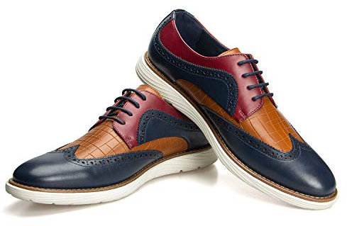 JITAI Men Oxfords Shoes Zapatos de Vestir Casuales para Hombres Zapatos de Moda Ligeros con Cordones, Multicolor-04, 45 EU (12 UK)