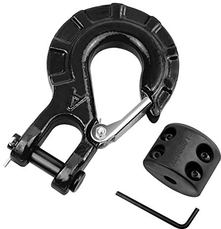 AUTOBOTS Seilwinde, geschmiedeter Stahl, 0,95 cm, Güteklasse 70, schwarz, Seilhaken-Stopper & Gabelkopf-Slip-Seilwinde Hakensets, max. 15,9 kg, Schwarz & Schwarz