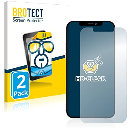 BROTECT Schutzfolie für Apple iPhone 12 Pro Max | 2 Stück Transparenter Displayschutz Made in Germany Klare Displayschutz-Folie Clear Einfache Montage Case-Friendly