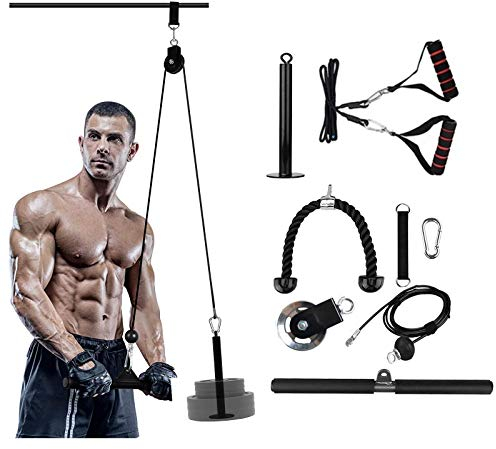 3-in-1 Fitness-Lat- und Hebe-Riemenscheibensystem, Kabelzugbefestigungen mit Ladestift, Trizeps-Zugmaschine, Zubehör für das Fitnessstudio zu Hause