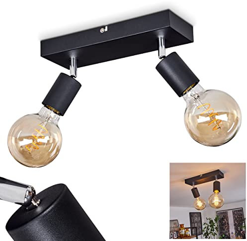 Deckenleuchte Tulla, Deckenlampe aus Metall in Schwarz, Moderne 2-flammige Zimmerlampe, Leuchtenköpfe sind dreh- und schwenkbar, 2 x E27, ohne Leuchtmittel