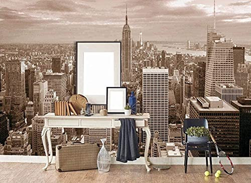 XiuTaiLtd Papier Peint 3D Soie New York New York City Rétro Beige - Décoration Murale Moderne - Papier Peint Design Photo Papier Peint 3D Papier Peint Effet Soie Murale Chambre-200x140 CM