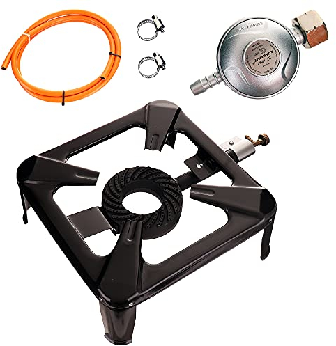 TC TECHNIC Campingkocher|Gasherd Brenner 8,8 kW 40x40cm + Reduzierstück | Mini Gaskocher | Brenner für Draussen | Camping Kocher