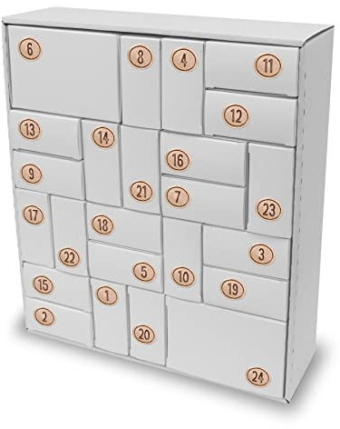 itenga SET Adventskalender zum Füllen Quader Mix (weiß) + Sticker Z51