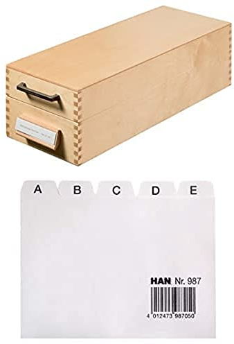 HAN Holz - quer Karteikarten inkl Leitkarte A7 Leitregister, Karteiregister, Register A - Z