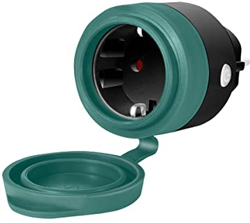 LogiLink SH0100 - Wi-Fi Smart Home Stromstecker mit Berührungsschutz, über App steuerbar, IP44, Tuya kompatibel, unterstützt Amazon Alexa und Google, Schwarz