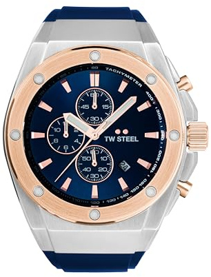 TW Steel CEO Tech Herren 44mm Quarzchronographenuhr mit braunem Lederarmband