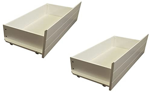 Save On Goods UK 2 underbed drawers,White wood pine wooden storage.Bed storeage box