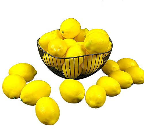 JAWSEU 12PCS Künstliche Zitrone Deko Simulation Lebensechte Zitronen Gelbe Zitrone Gefälschte Früchte Obst Party Festival Dekoration, Fotografie Requisiten