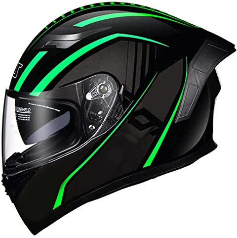 RUANLOV Integralhelm,Retro Style Full Face Motorrad Helm mit Sonnenblende,Motorradhelm mit Brillenträger-geeignet,ECE zertifizierter Integralhelm Herren Damen (B L=59~60CM)