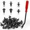 120pcs Retainer Clips Push Type Fasteners 6.8mm 8mm 9mm 10mm - Expansion Screws Replacement Kit with Remover Tool Bumper Push Rivet Clips Compatible with GMC Ford Toyota Honda Chrysler Acura