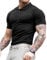 Lehmanlin Men's Muscle Polo Shirts Short Sleeve Casual T- Shirts Slim Fit Stretch Ribbed Golf Tops（Black/L）