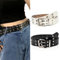 GIMIRO Punk Gürtel Damen Gürtel für Jeans, Bund für Mantel, Hohlnietengürtel,Doppelreihe von Sternlöchern,Stabile quadratische Schnalle mit 2 Pins (Black + White)