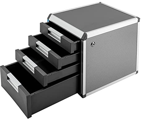 Schubladenbox Abschließbar Schubladen Bürobox mit Schloss Ablagebox Bürobox Dokumente Organizer Aufbewahrung 4 Fächer