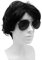 SKHAOVS 2 Stück Perücken & Sonnenbrillen Set Kurze Schwarze Perücken,Kurz Gewellt Zottelig,70er 80er Jahre Cosplay Perücke Schräge Pony Haare,für Party Halloween Rock Hippie Star Cosplay (Schwarz)