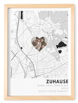 DEL MÀ Unique & Personal Einzugsgeschenk Haus Wohnung personalisiertes Einweihungsgeschenk Bild Poster Deko Geschenk zum Einzug Richtfest Hauseinweihung (mit oder ohne Rahmen)