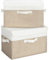 GRANNY SAYS Cajas Almacenaje con Tapa, Paquete de 2 Cajas de Almacenamiento para Estantes, Cajas de Tela Almacenaje Ropa Armario, Cajas Organizadoras con Tapa, Cajas Almacenaje Decorativas, Caqui