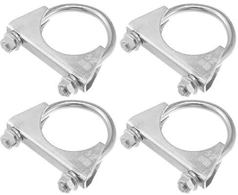 Hihaha Round U Bolt Muffler Exhaust Clamps for Car 2 ID 52mm 4 Pcs | Round U Bolt Clamp, Exhaust Pipe Clip, Mild Steel