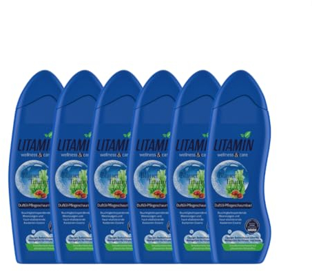 6er Set LITAMIN Blauer Traum Duft-Pflegeschaumbad (6x750ml) - mit Meeresalgen & Kastanien-Essenz reinigt sanft und enthält keine Mikroplastikpartikel, ist paraben- und silikonfrei