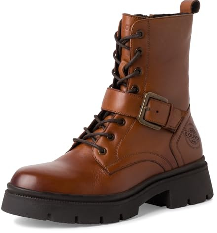 s.Oliver Damen Winterstiefeletten zum Schnüren aus Leder Gefüttert, Braun (Cognac), 36 EU