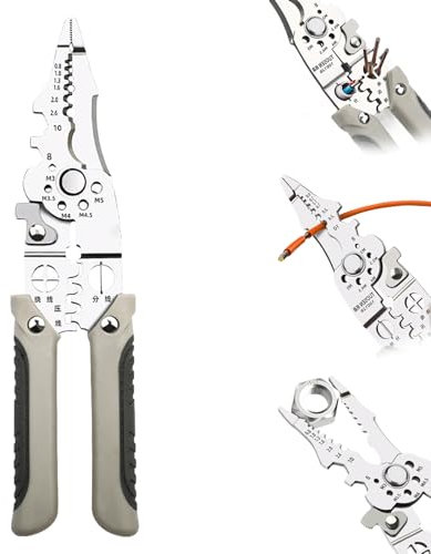 Multifunctional Wire Stripper Crimper Cable Cutter Pliers, 2024 New All In One Electrical Wire Stripping Tool, Multi-Purpose Professional Wire Crimping Cutting Splitting Tool (1PC)