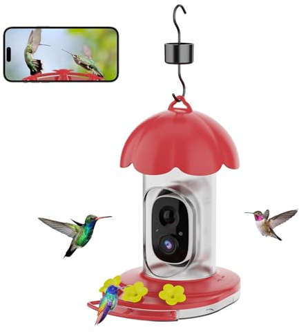 Vogelhaus mit Kamera,IP65 Wasserdichter Vogelfutterspender Vogelfutterhaus mit Nachtsicht & Vögel Bewegungserkennung, 2.4G WiFi Vogelkamera für Vogelliebhaber