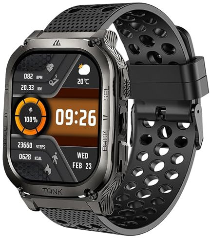 Blueshaweu Bracelet Compatible pour KOSPET,Respirant Sport Silicone Classique Bracelet De Remplacement Compatible pour Montres connectées KOSPET Tank M3 1.96 Pouces Smart Watch (Noir)