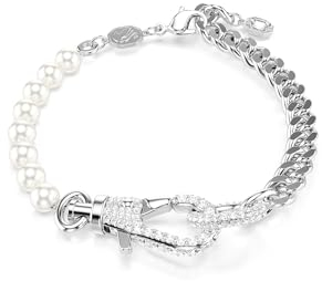 Swarovski Dextera Armband, Pavé, Kristallperle, Weiß, Rhodiniert