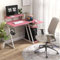 GIANTEX Mesa de Ordenador con Base de Carga Integrada, Escritorio de Ordenador con Marco de Metal y Bandeja para Monitor, Mesa de Oficina con Soporte de CPU y Gancho, 107 x 80 x 93 cm (Rosa)