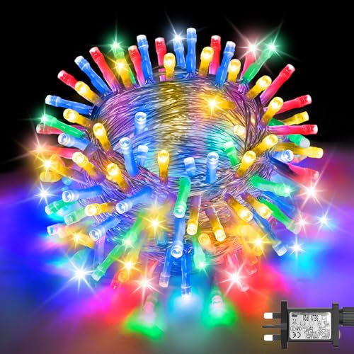 Gcstnn Fairy Lights Plug in, 20M 200LED Christmas Tree String Lights Main Powered 8 Modes Timer Waterproof Fairy Lights for Bedroom Garden Outdoor Indoor Decorations(Multicolor)