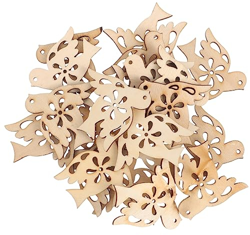 ULDIGI 20stücke Unbehandelte Holzscheiben Taubenshape Holzhandwerk Blanke Holzchips Für Heimwerkerarbeiten