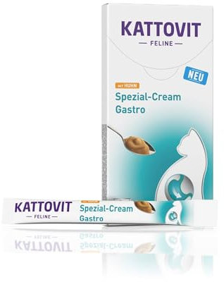 KATTOVIT - Gastro Spezial-Cream für Katzen | Katzen-Diätsnack zur Unterstützung des Magen-Darm-Systems für ausgewachsene Katzen | mit praktischer Portionierung | 11x6x15 ml Huhn