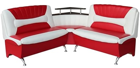 Eckbank Arabika, Sitzbank 173x173 cm, Rot-Weiß, Kunstleder, Polsterecke mit Ablage, Stauraum