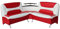 Eckbank Arabika, Sitzbank 173x173 cm, Rot-Weiß, Kunstleder, Polsterecke mit Ablage, Stauraum