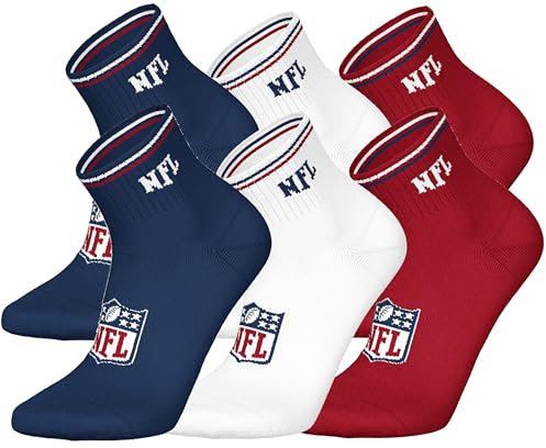 NFL SHIELD 6pk Quarter Socks - BLU/WHT/RED - 43/46