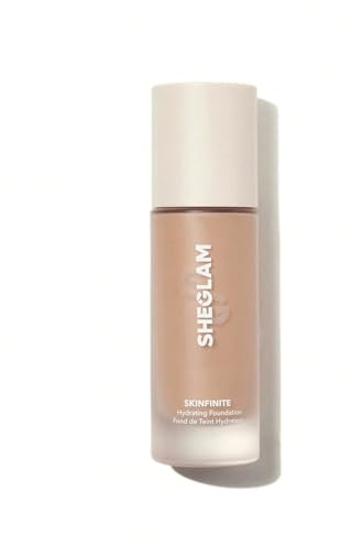 SHEGLAM Skinfinite Hydrating Foundation Flawless Dewy Foundation Hydrating Coverage Invisible Pore Concealer Pore-less Non-Greasy Lightweight Natural Soft Liquid Foundation-Wheat