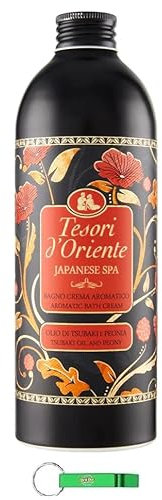 12x Tesori d'Oriente Bagno Crema Japanese Rituals,Schaumbäder mit Tsubaki-Öl,Reinigen die Haut und spenden Nährstoffe und Feuchtigkeit,500ml + Beni Culinari Kostenloser Schlüsselanhänger