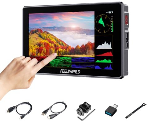 FEELWORLD H5 5,5 Zoll Touchscreen DSLR Monitor 1200nit Aluminium Kamera Field Monitor mit HDMI2.0,12G-SDI,Wellenform,HDR,3D LUT für kinematografische Filmemacher und Fotografen