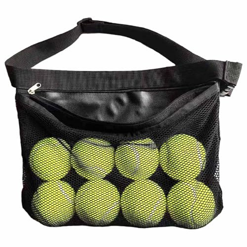 Golden Apple Portable Tennis Ball Storage Bag, Sport Balls Mesh Waist Pouch with Adjustable Strap for Holding Tennis or Pickleball