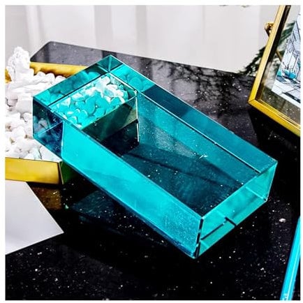 ZNQNDSR Glasbaustein Klare Farbige Glasbausteine ​​mit Rechteckigen Seiten, Kristallsteine ​​für Bars, Hotels, Badezimmer, Wohnzimmer, Büros, Dekoration(Light Blue)