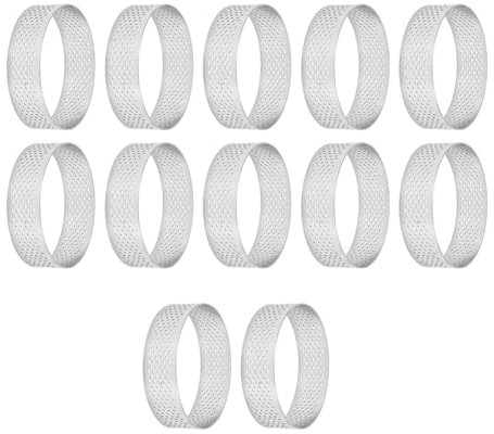Knoruley 12 Pièces 7 cm Cercles à Circulaires Perforés en Acier Inoxydable pour Aux Fruits, Quiches, Gâteaux, Mousse, Moule de Cuisine, Outil de Cuisson