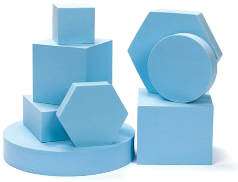 GIWFBQTR 8 Pcs Cosmetics Photo Background Props Foams Geometry Square Photography Decor INS Square Geometry Photo Prop Set,Blue Easy Install