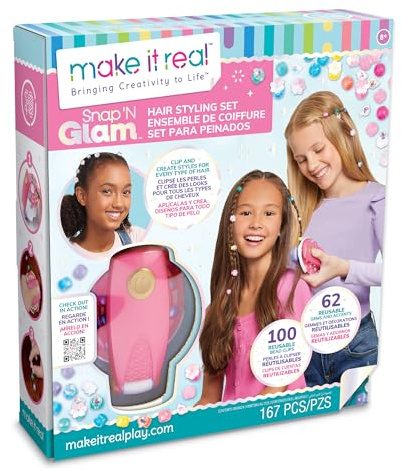Make It Real – Set Acconciature Creativo | Regalo bambina 8 anni originale | Set parrucchiera bambina con perline e accessori | Giochi 8 anni femmina educativi