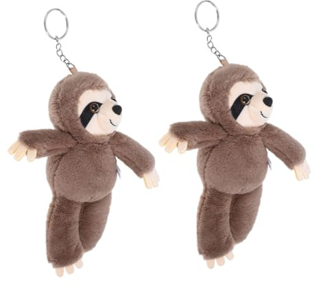 Vaguelly 2 Stück Teiliges Süßer Faultier Plüsch Schlüsselanhänger Kleines Leichtes Kuscheltier Anhänger Charmantes Design für Rucksack Taschen und Schlüssel Weiches Realistisches Material