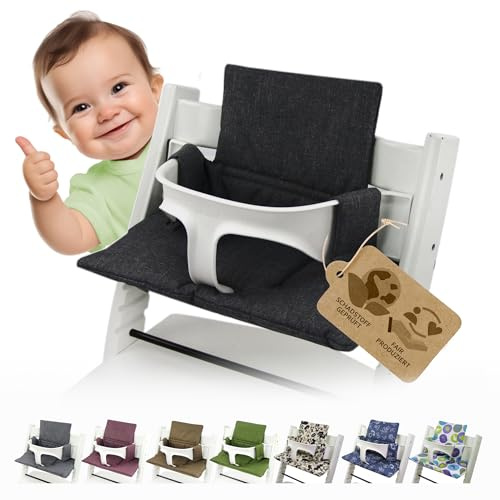 Ersatzbezug Kissen kompatibel mit Stokke Tripp Trapp M2 (meliert schwarz) | Sitzkissen, Kissen-Set, weich, gepolstert, waschbar & langlebig